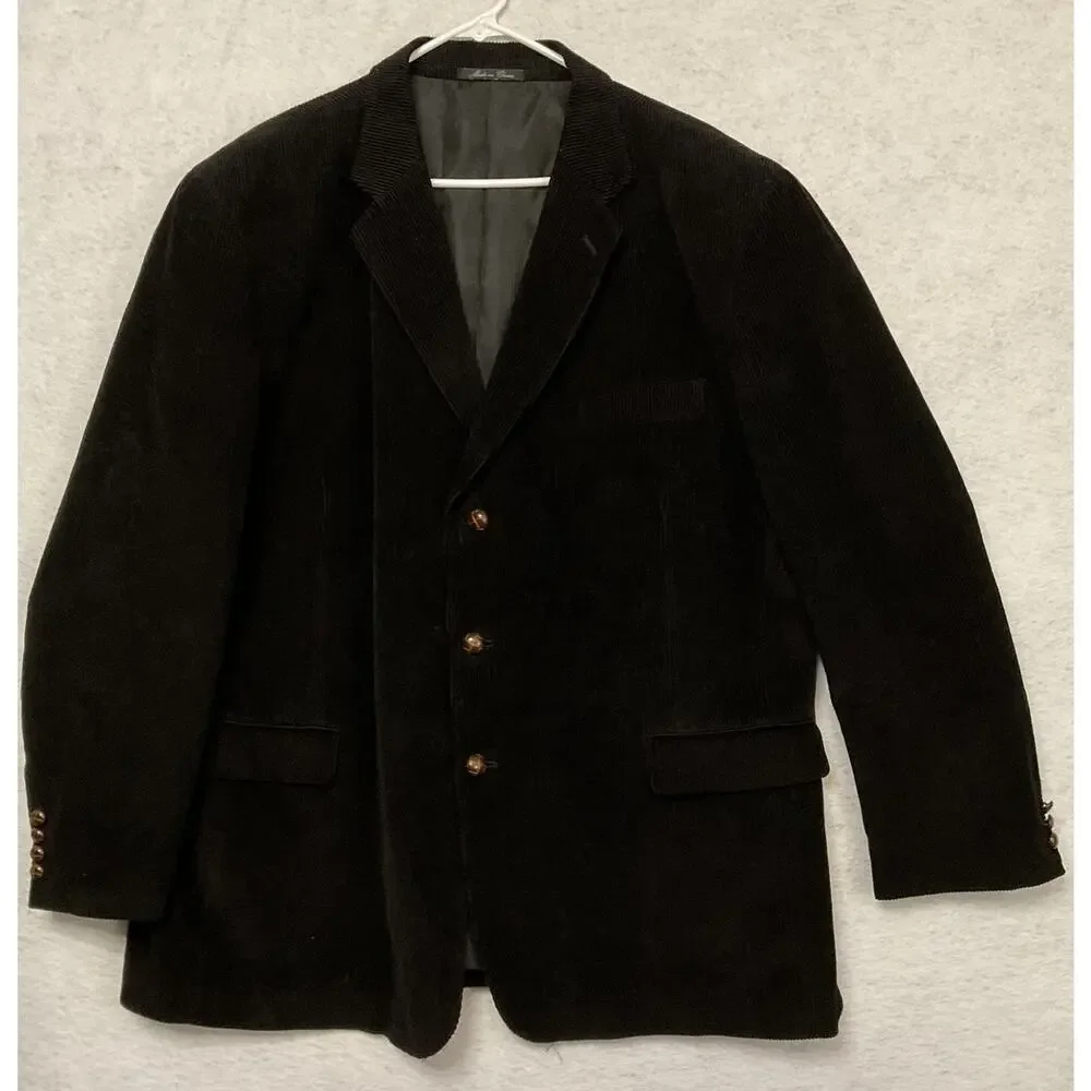 Zagato Signature Collection Sport Coat Men‎ 50 Black Corduroy 3-Button Lined